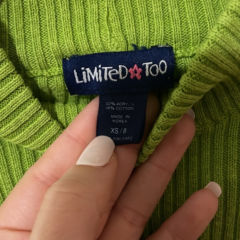 Limited Too Green Ribbed Cropped XS Sweater - Picture 2 of 5